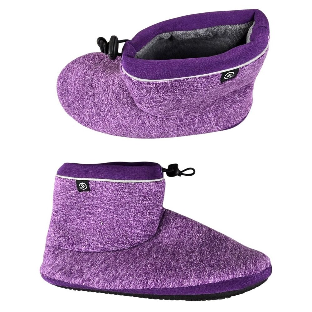 Isotoner Purple Fleece Bootie Slippers Size XL Adjustable Cord For Women jh1778